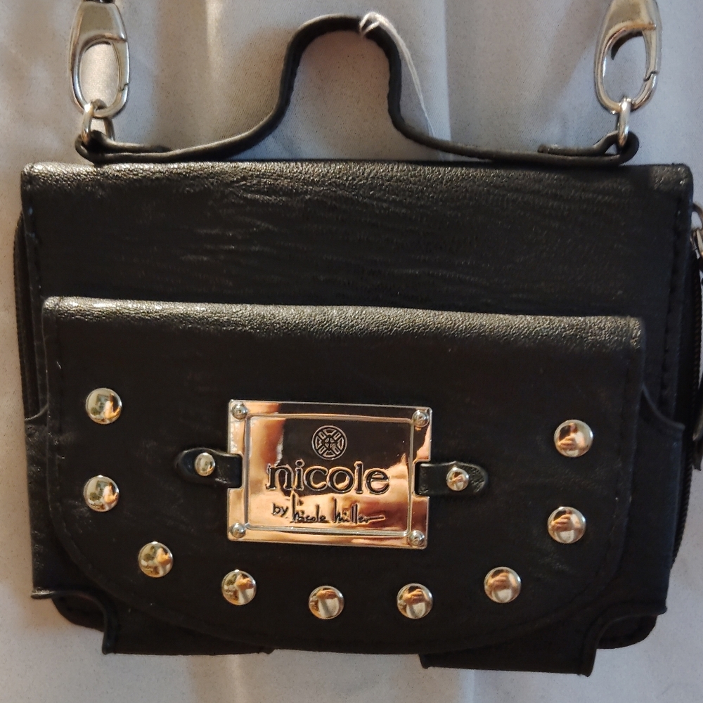 Nicole Black Crossbody Bag with Metallic Accents